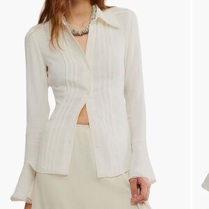 Free people cream melrose blouse button down small
